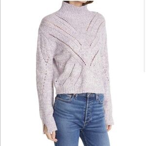 Line the Label Uma Stitch Sweater Open Knit Turtleneck Purple Marled Color Sz M